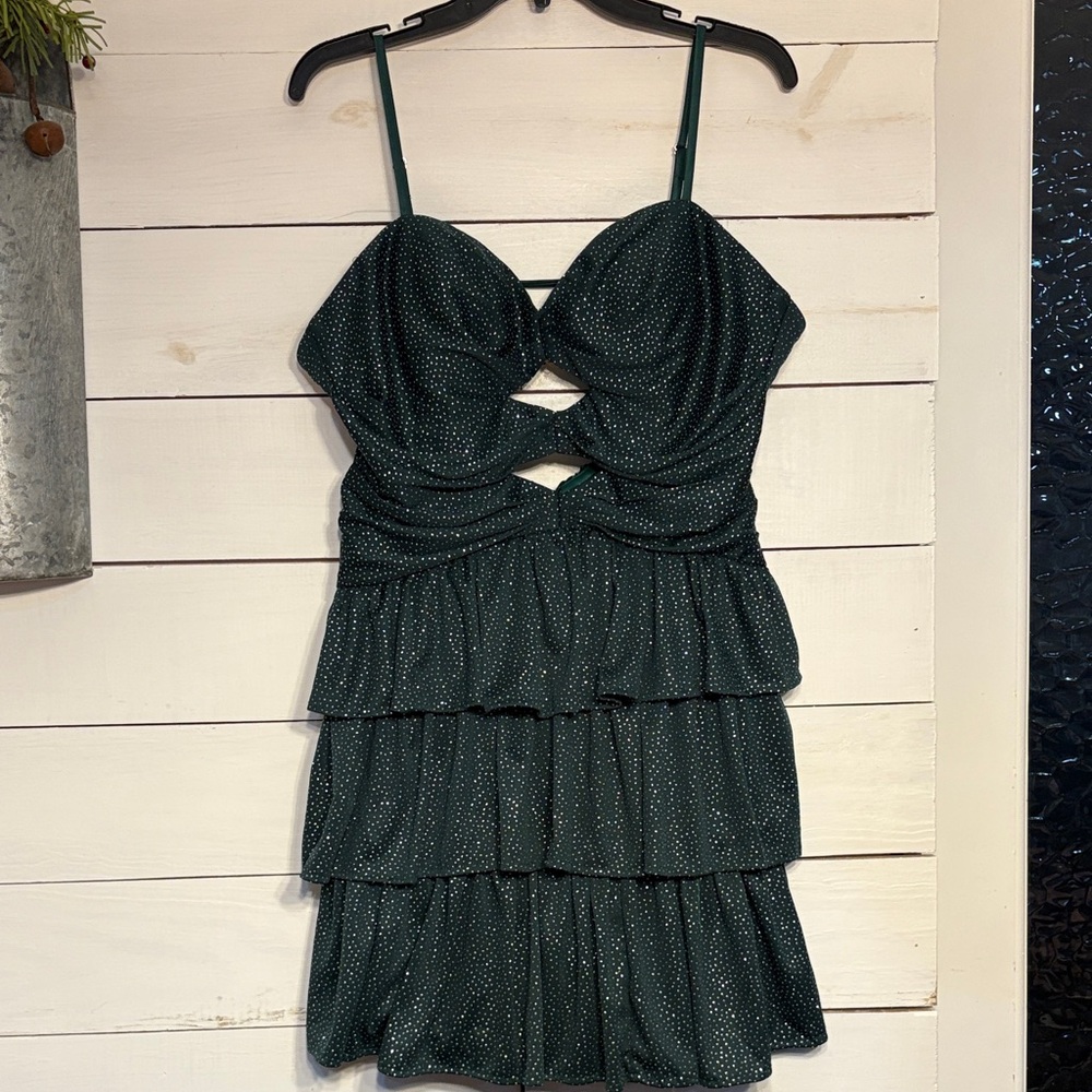 Elegant Green Tiered Dress